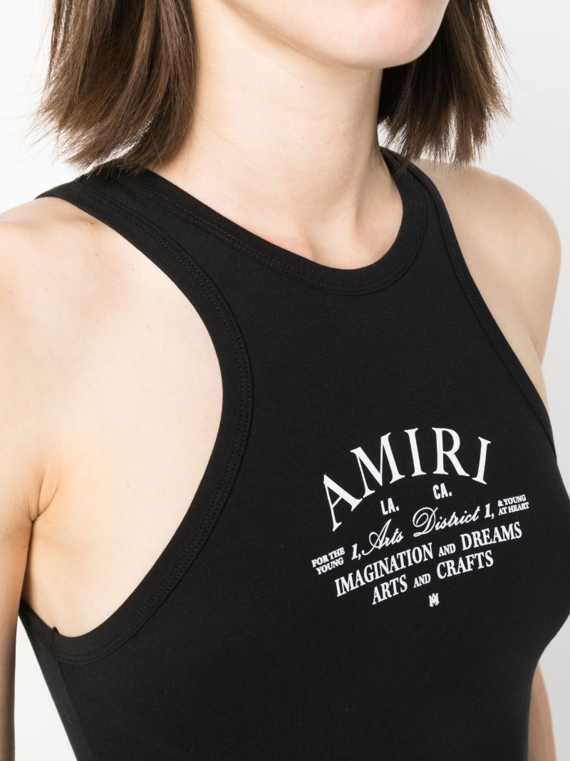 Black Logo Print Vest Top