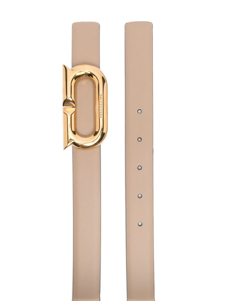 Neutral Leather Gancio Ellipse Belt