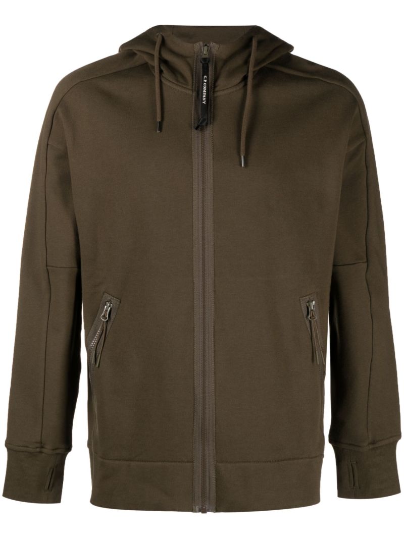 Green Goggle Detail Zip-up Hoodie
