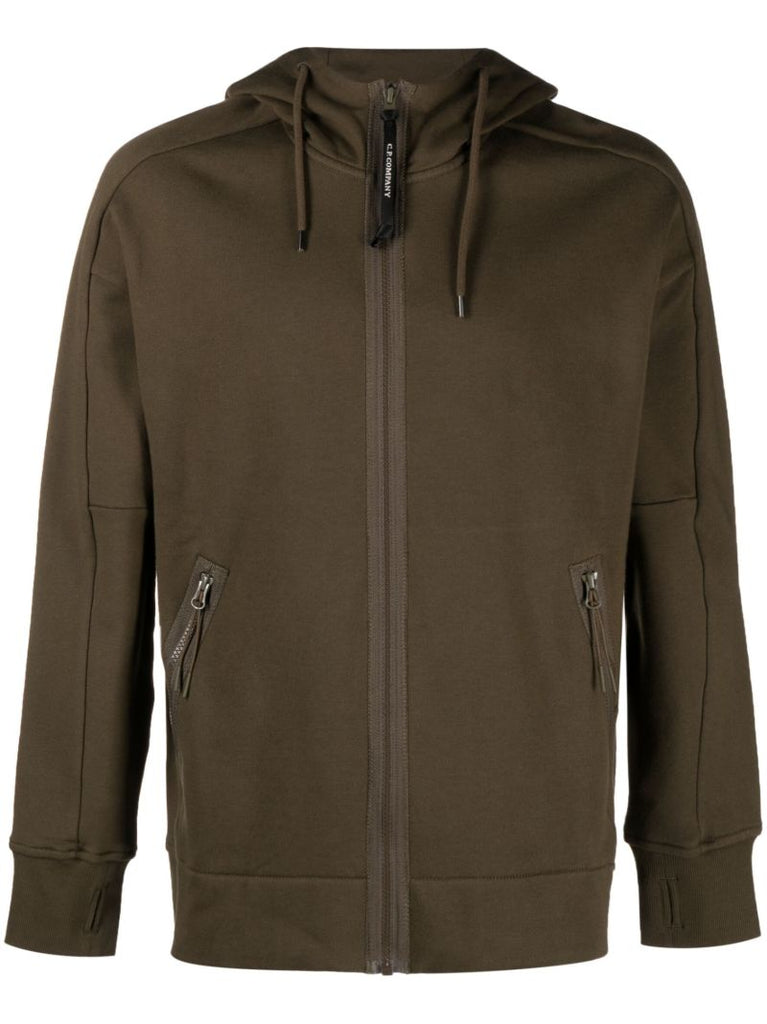 Green Goggle Detail Zip-up Hoodie