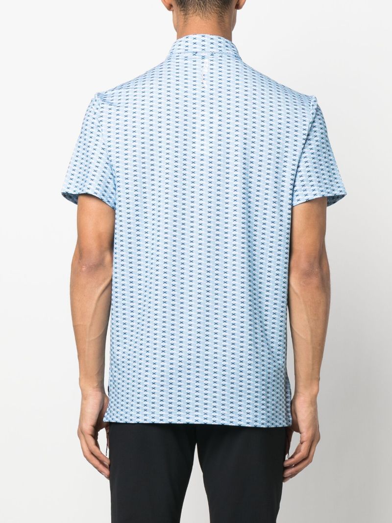 Blue Logo Print Golf Polo Shirt