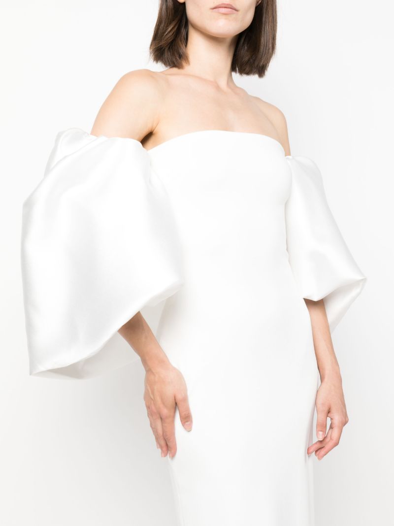 White Pia Puff-sleeve Maxi Dress