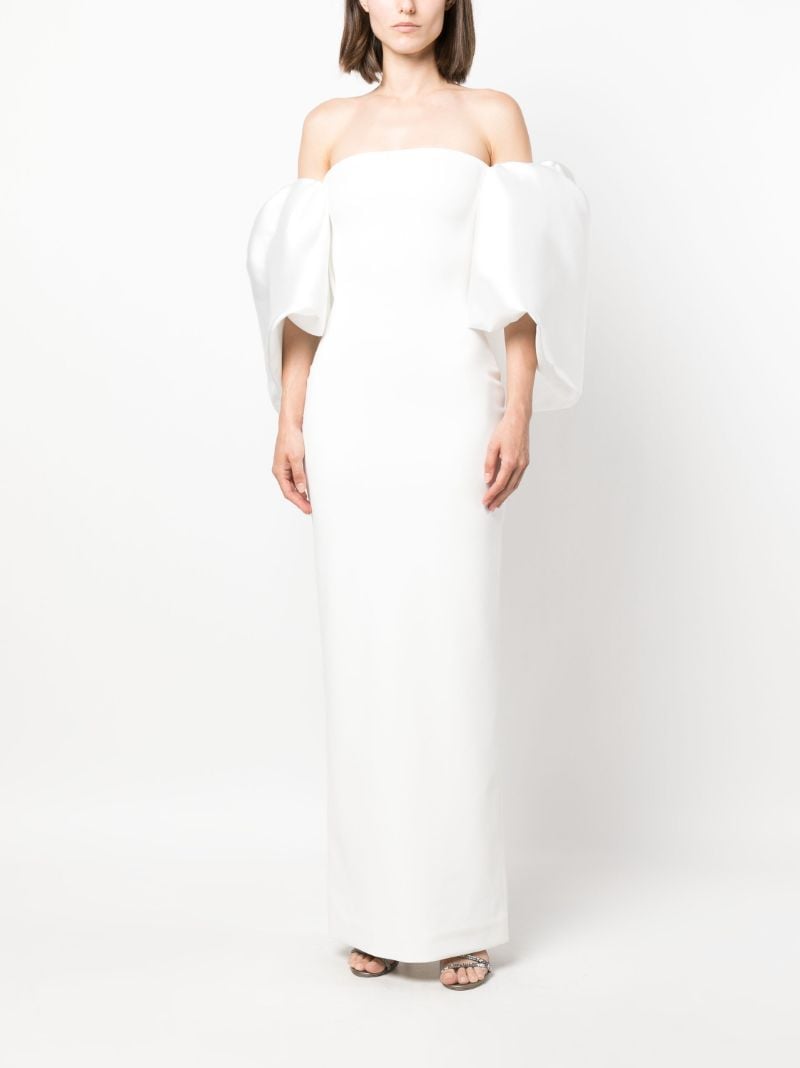 White Pia Puff-sleeve Maxi Dress