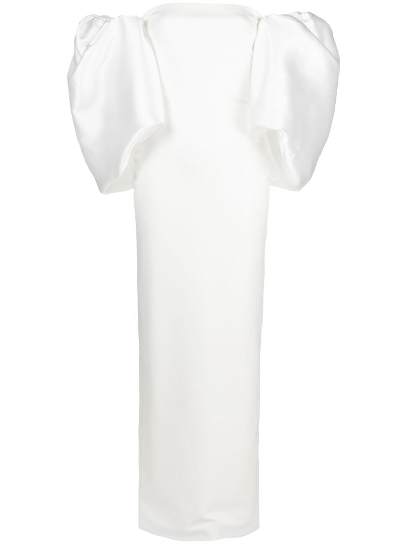 White Pia Puff-sleeve Maxi Dress