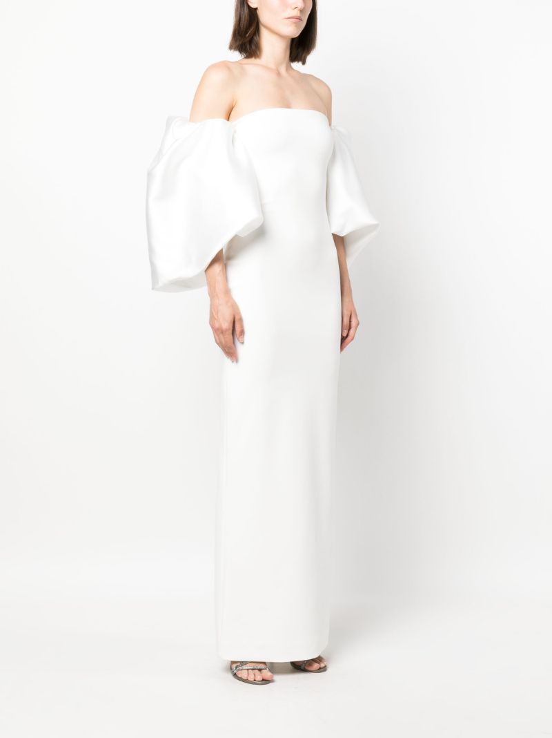 White Pia Puff-sleeve Maxi Dress