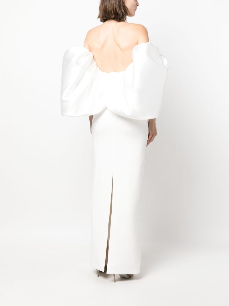 White Pia Puff-sleeve Maxi Dress