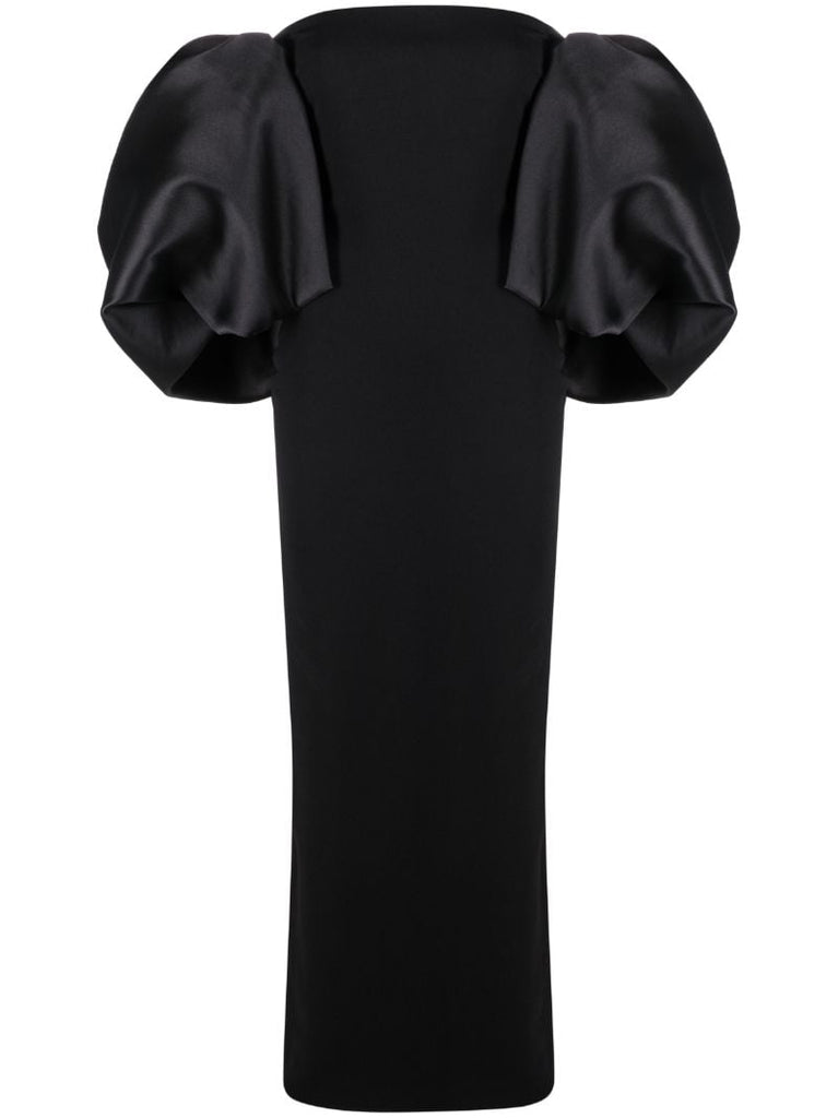Black Pia Puff-sleeve Maxi Dress