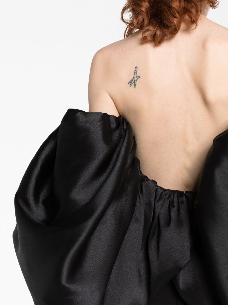 Black Pia Puff-sleeve Maxi Dress