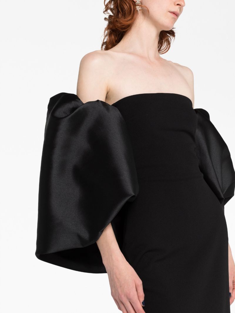 Black Pia Puff-sleeve Maxi Dress