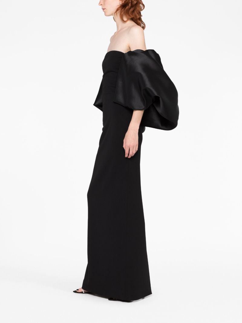 Black Pia Puff-sleeve Maxi Dress