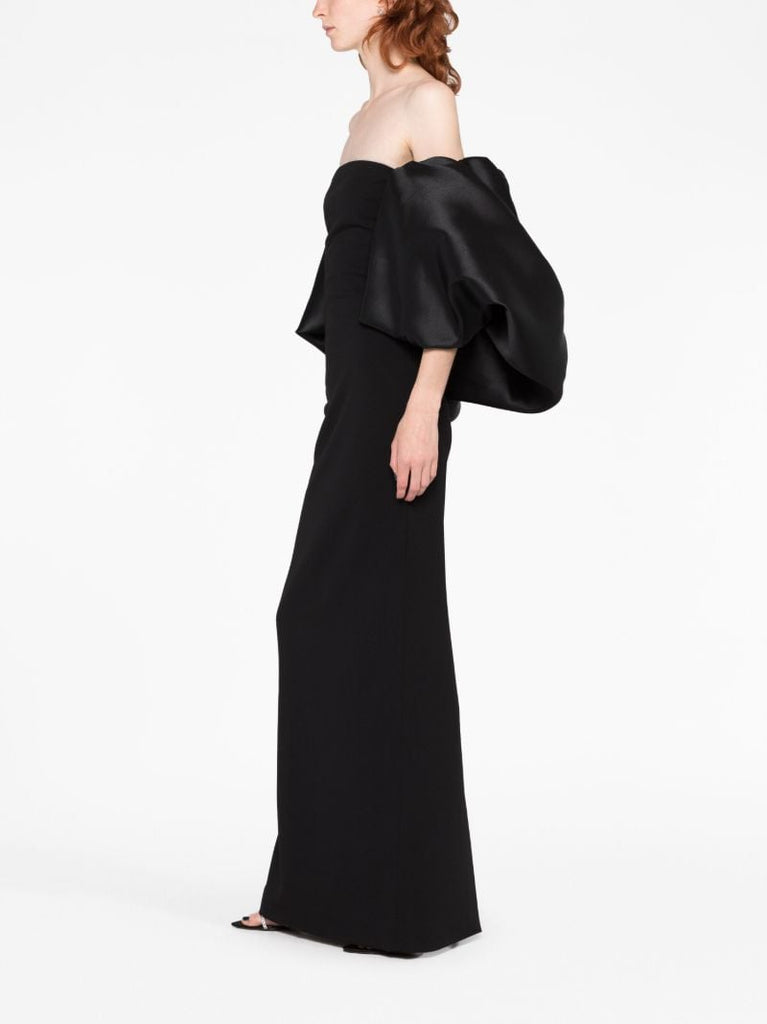 Black Pia Puff-sleeve Maxi Dress