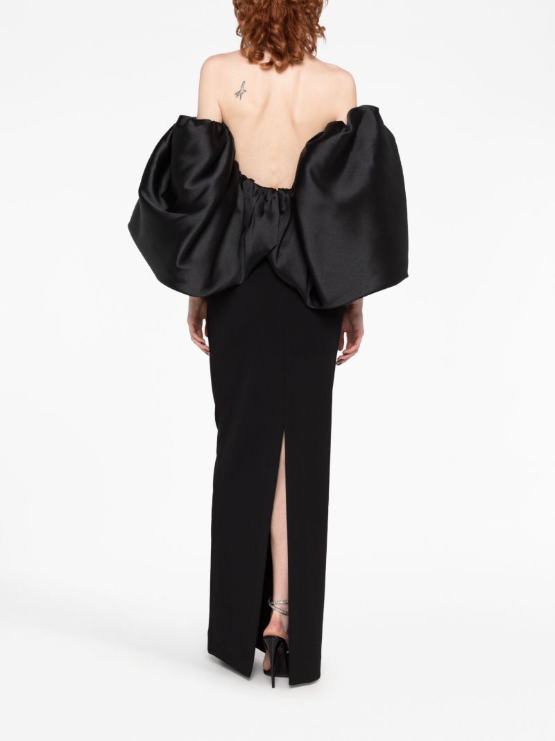 Black Pia Puff-sleeve Maxi Dress