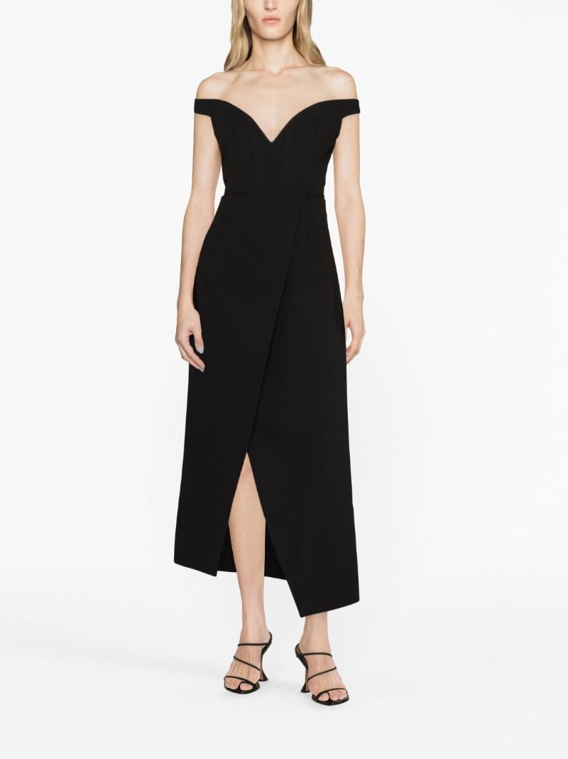 Black Karter Off-shoulder Midi Dress