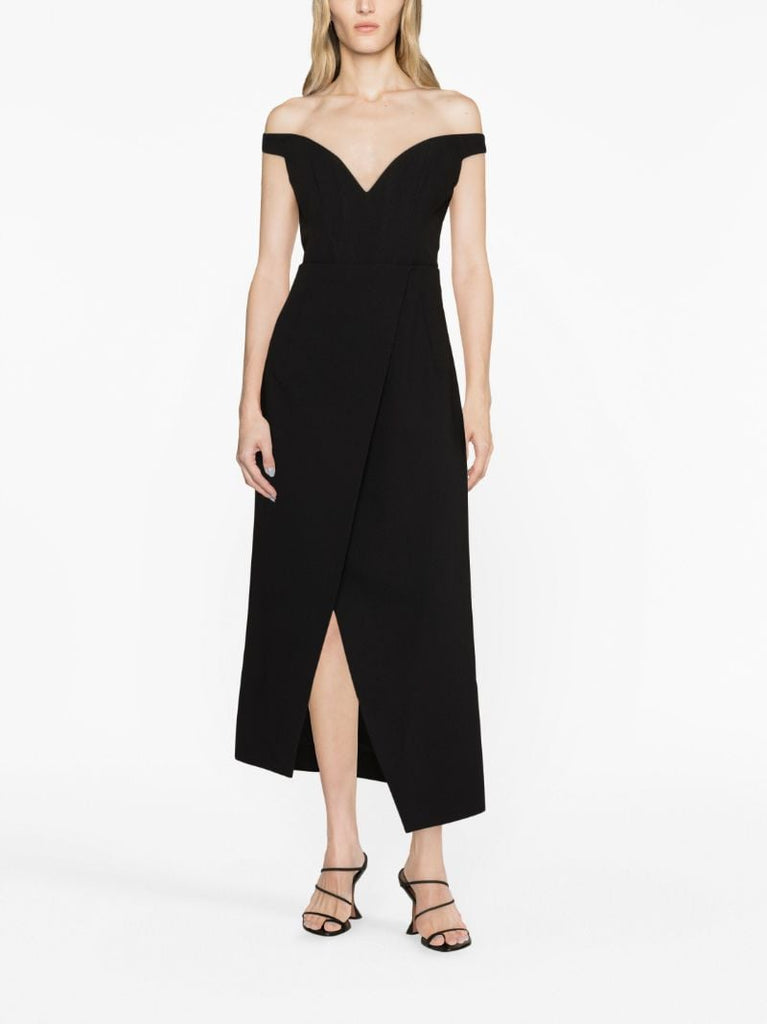 Black Karter Off-shoulder Midi Dress