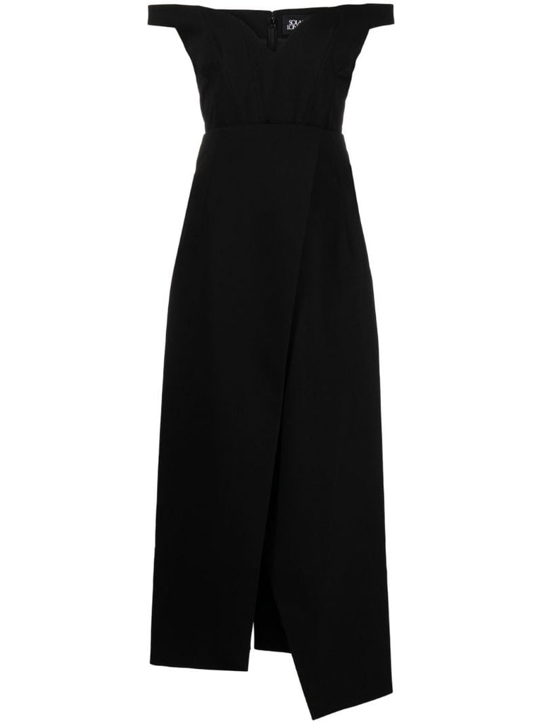 Black Karter Off-shoulder Midi Dress