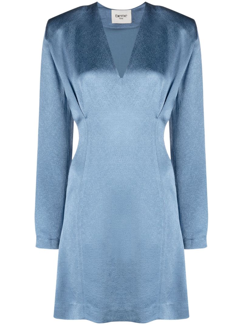 Blue Long Sleeve Mini Dress