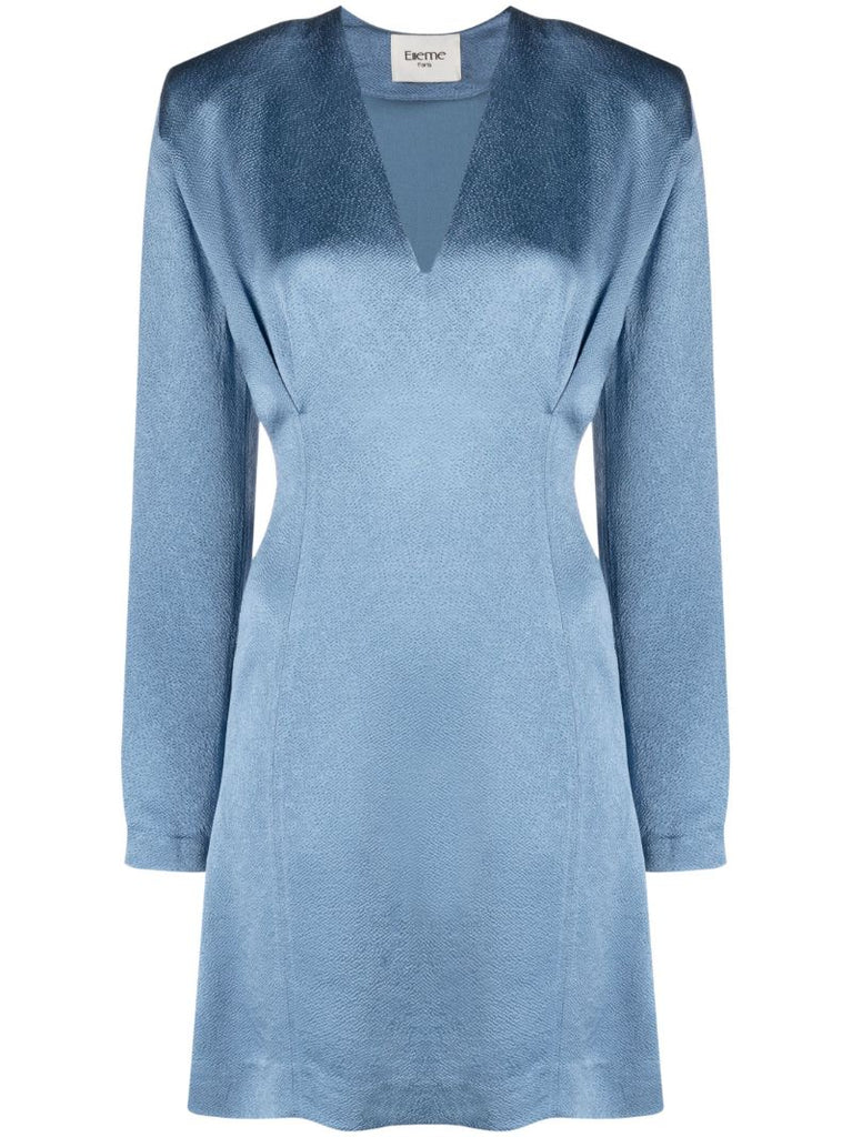 Blue Long Sleeve Mini Dress