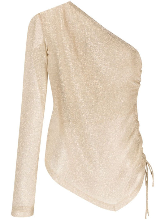Gold-tone Sparkling One-shoulder Top