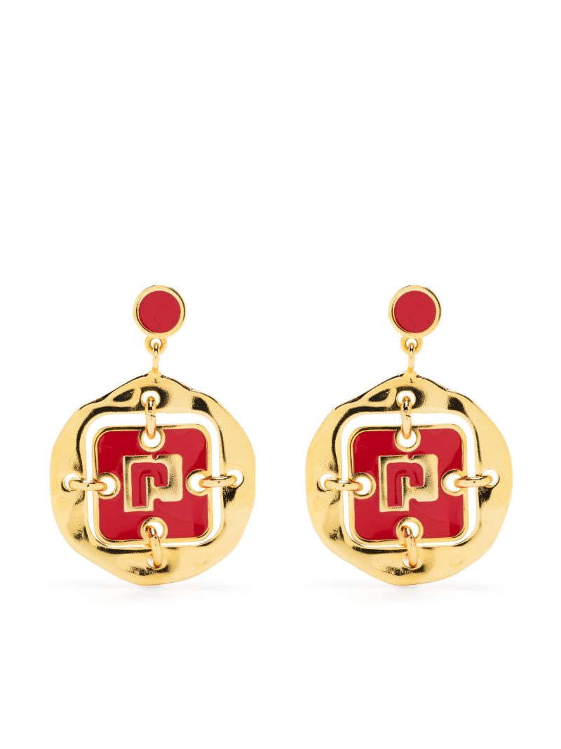 Gold-tone Medal Drop Earrings