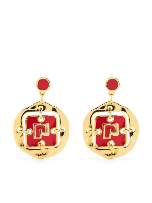 Gold-tone Medal Drop Earrings