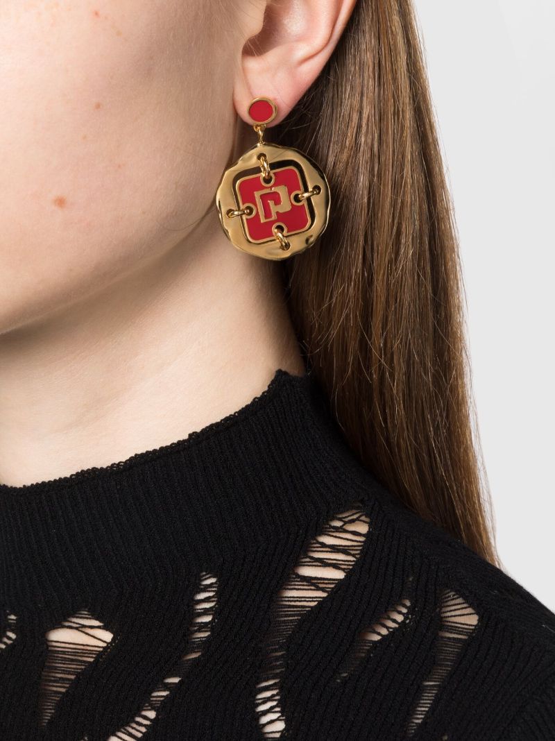 Gold-tone Medal Drop Earrings