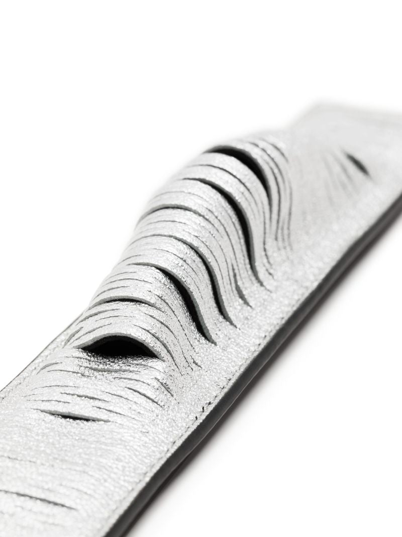 Silver-tone Spin Leather Bracelet
