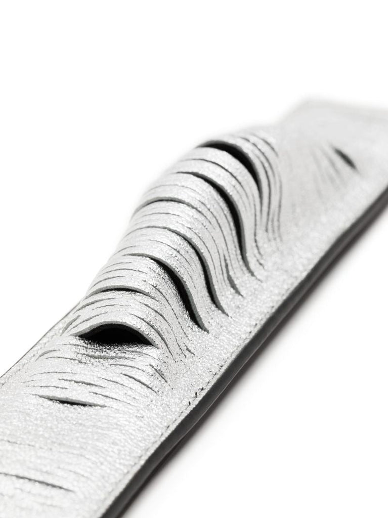 Silver-tone Spin Leather Bracelet
