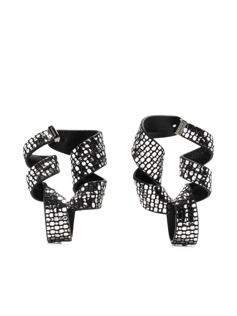 Black Nastro Snake Leather Drop Earrings