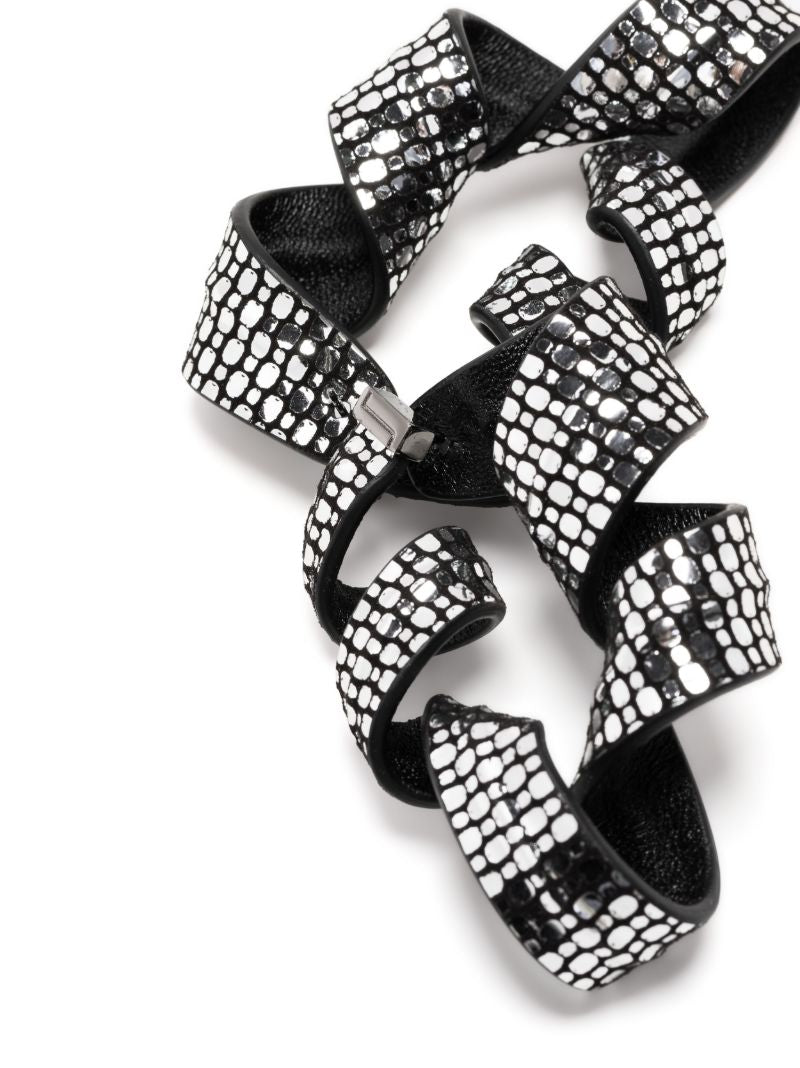 Black Nastro Snake Leather Drop Earrings