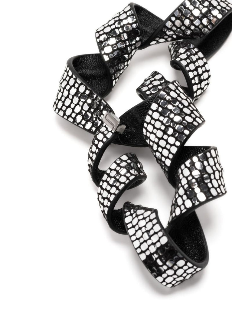 Black Nastro Snake Leather Drop Earrings