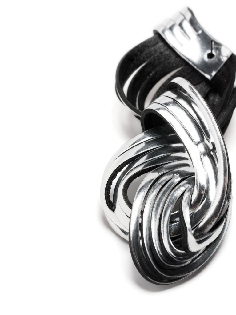 Silver-tone Not a Knot Leather Drop Earrings