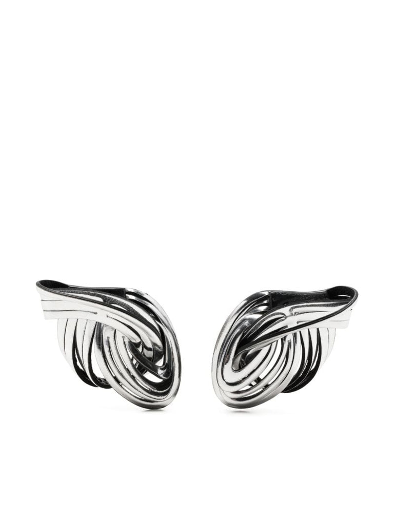Silver-tone Not a Knot Leather Drop Earrings