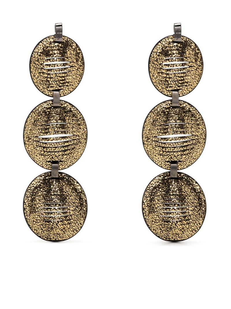 Gold-tone Eclipse Leather Drop Earrings
