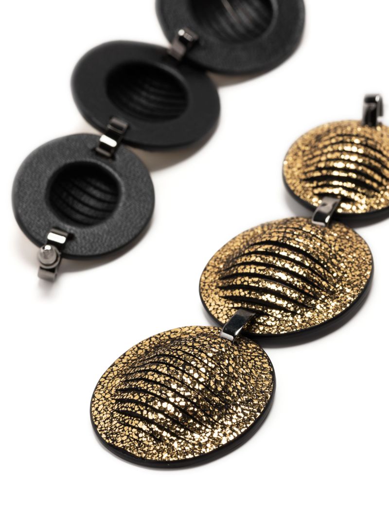 Gold-tone Eclipse Leather Drop Earrings