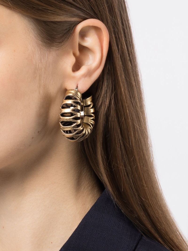 Gold-tone Ila Leather Hoop Earrings