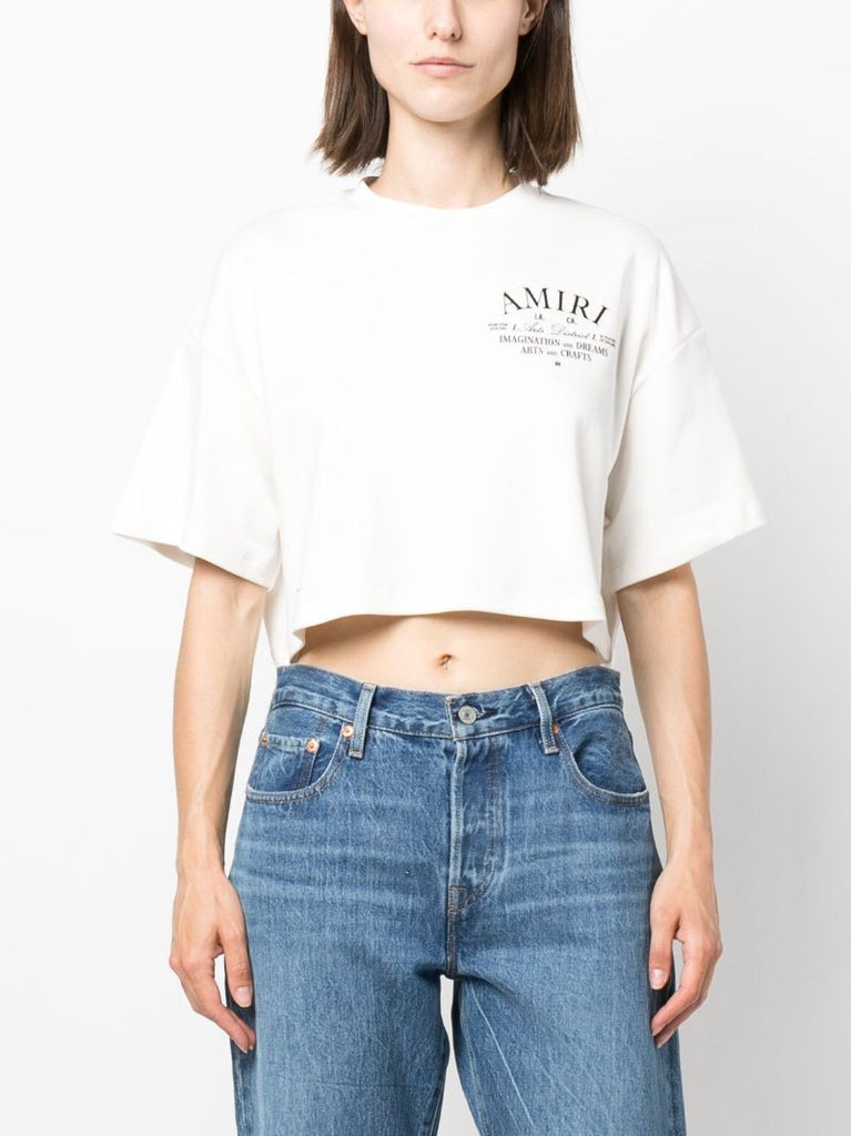 White Logo Print T-shirt