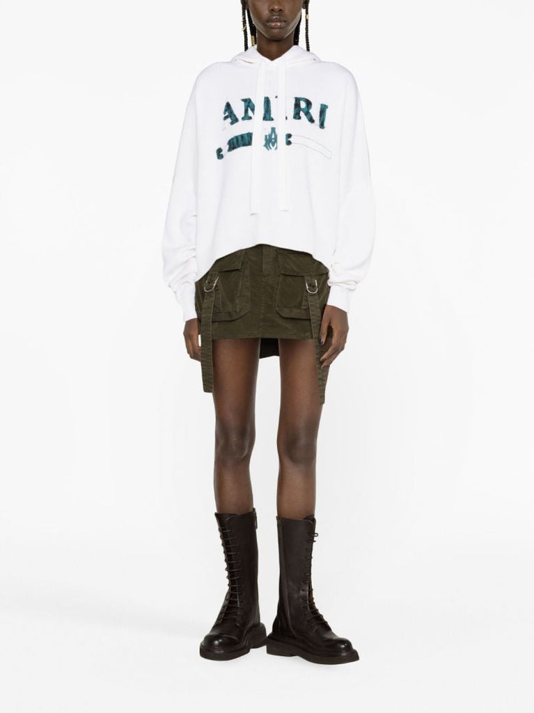 White Logo Cotton Hoodie