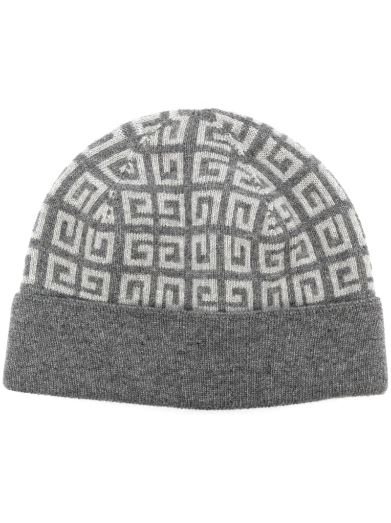 Grey 4g Intarsia Beanie Hat