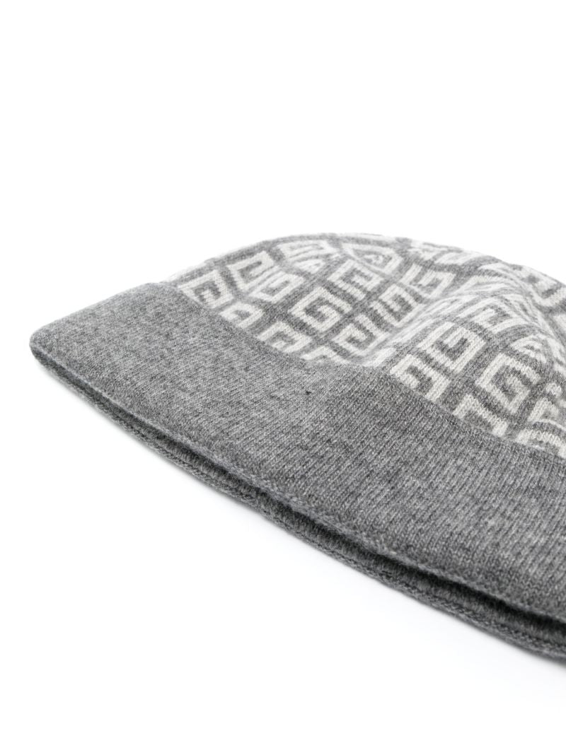 Grey 4g Intarsia Beanie Hat