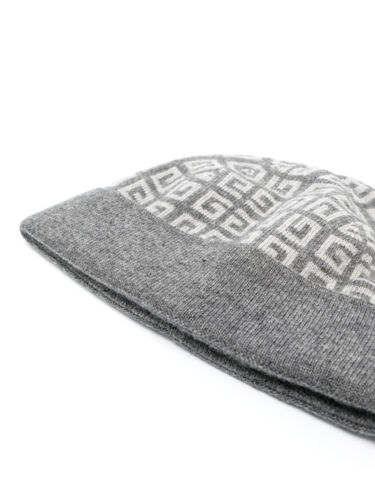 Grey 4g Intarsia Beanie Hat