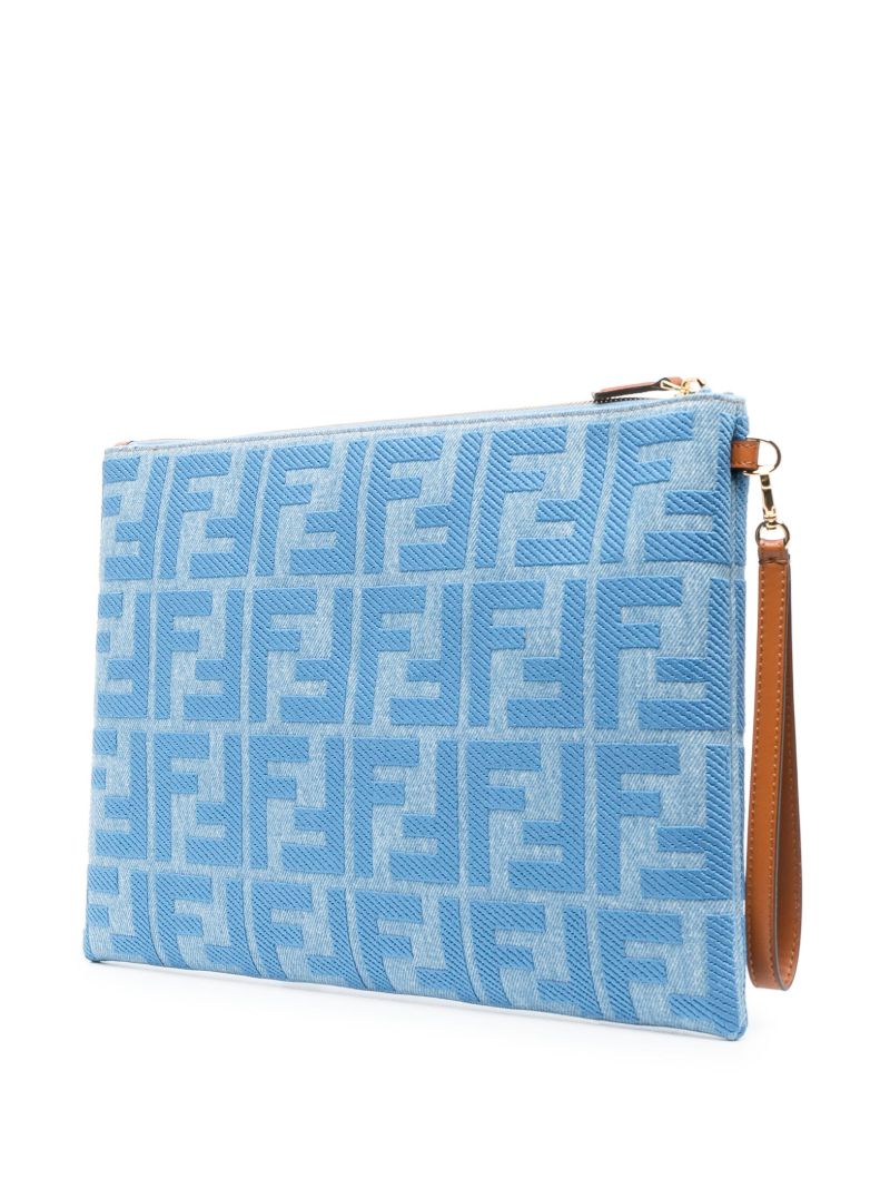Blue Logo Print Clutch Bag