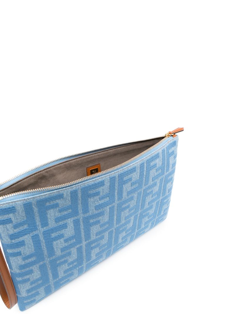 Blue Logo Print Clutch Bag