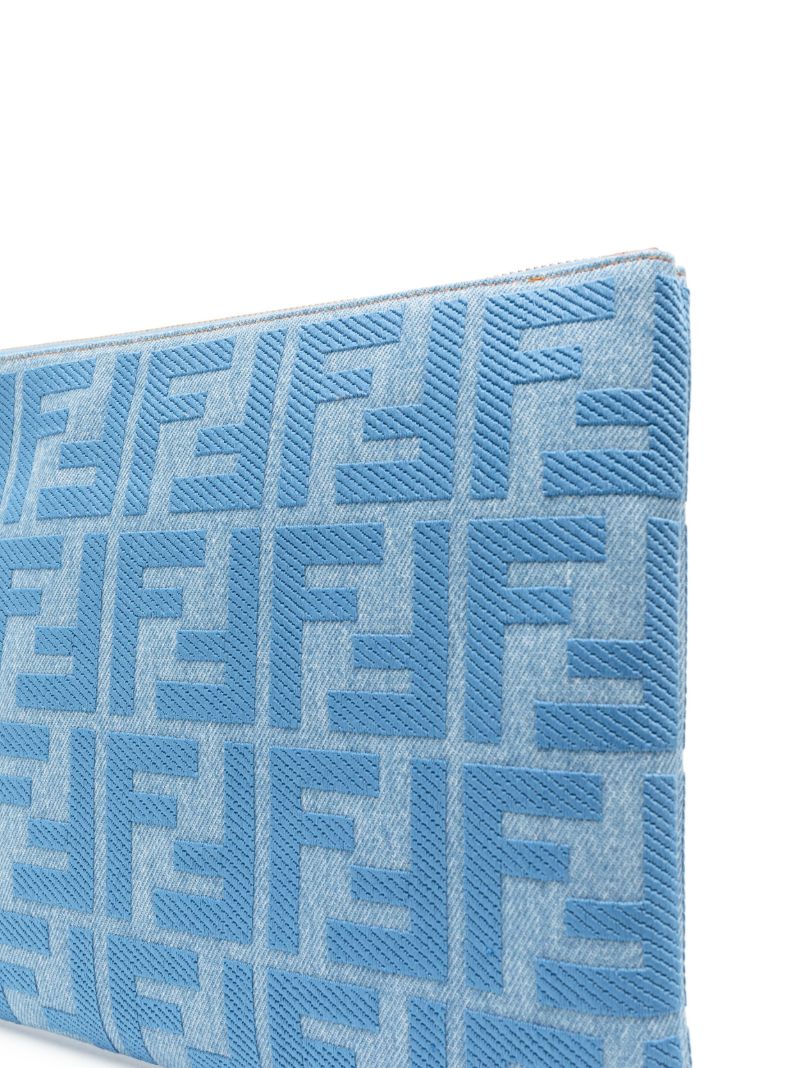 Blue Logo Print Clutch Bag