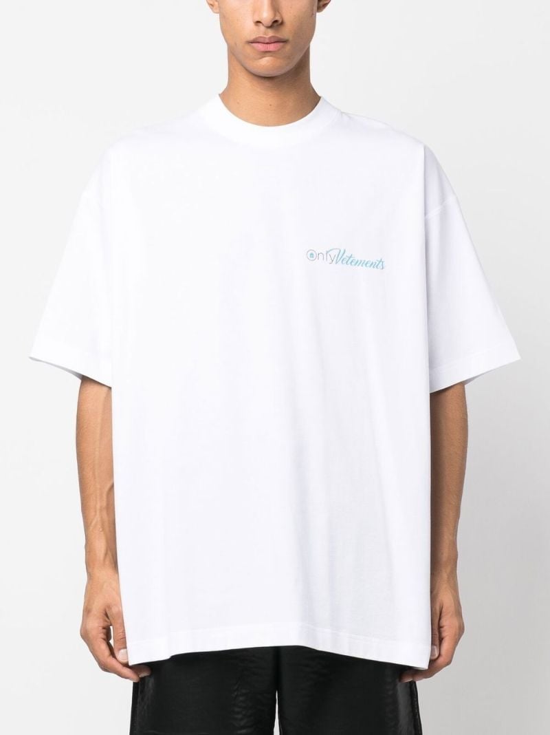 White Logo Print T-shirt