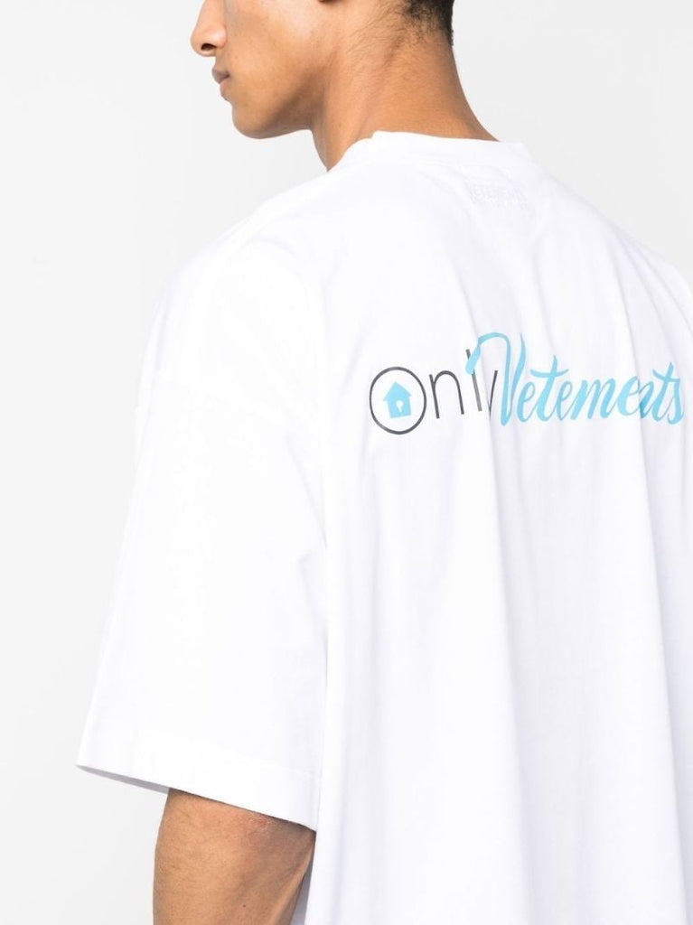 White Logo Print T-shirt