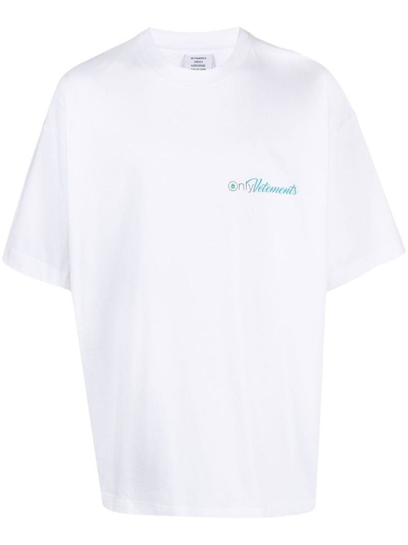 White Logo Print T-shirt