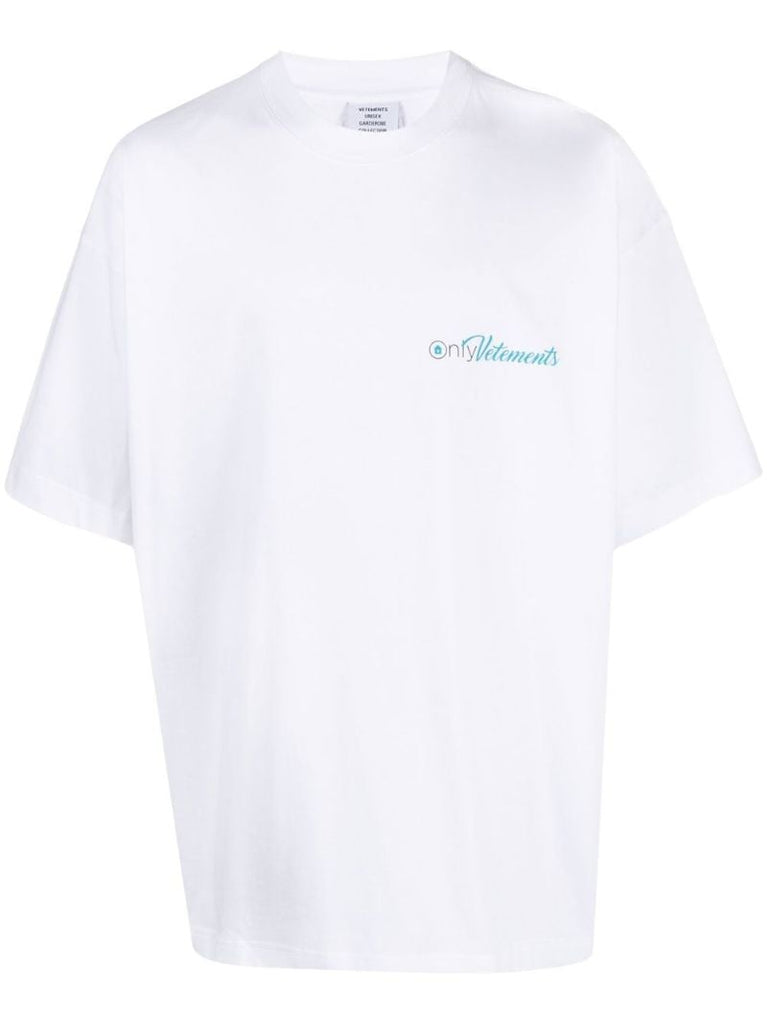 White Logo Print T-shirt