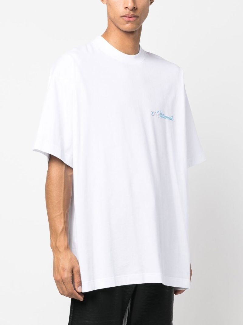 White Logo Print T-shirt