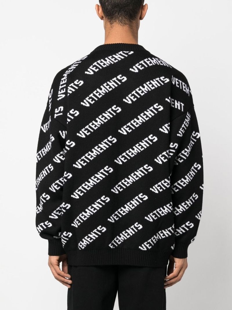 Black Logo Intarsia Wool Sweater