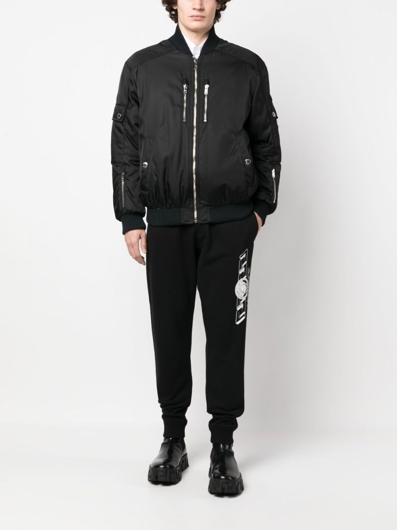 Black Medusa Print Tapered Track Pants